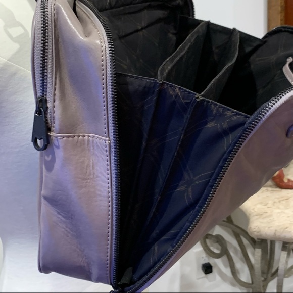 BEN MINKOFF LEATHER briefcase computer case Grey Compartments EUC - Picture 11 of 13